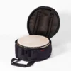 JINLEI hira daiko soft case opened to show hiradaiko drum inside with padded lid and built-in bachi holders