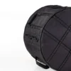 JINLEI hira-o-shime taiko soft case tilted on its side showing padded bottom panel, carry handles, and reinforced nylon construction