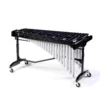 JINLEI xylophone SLH-42 - full front left view showing rosewood bars, aluminum resonator tubes, black frame with height-adjustable stand and locking casters