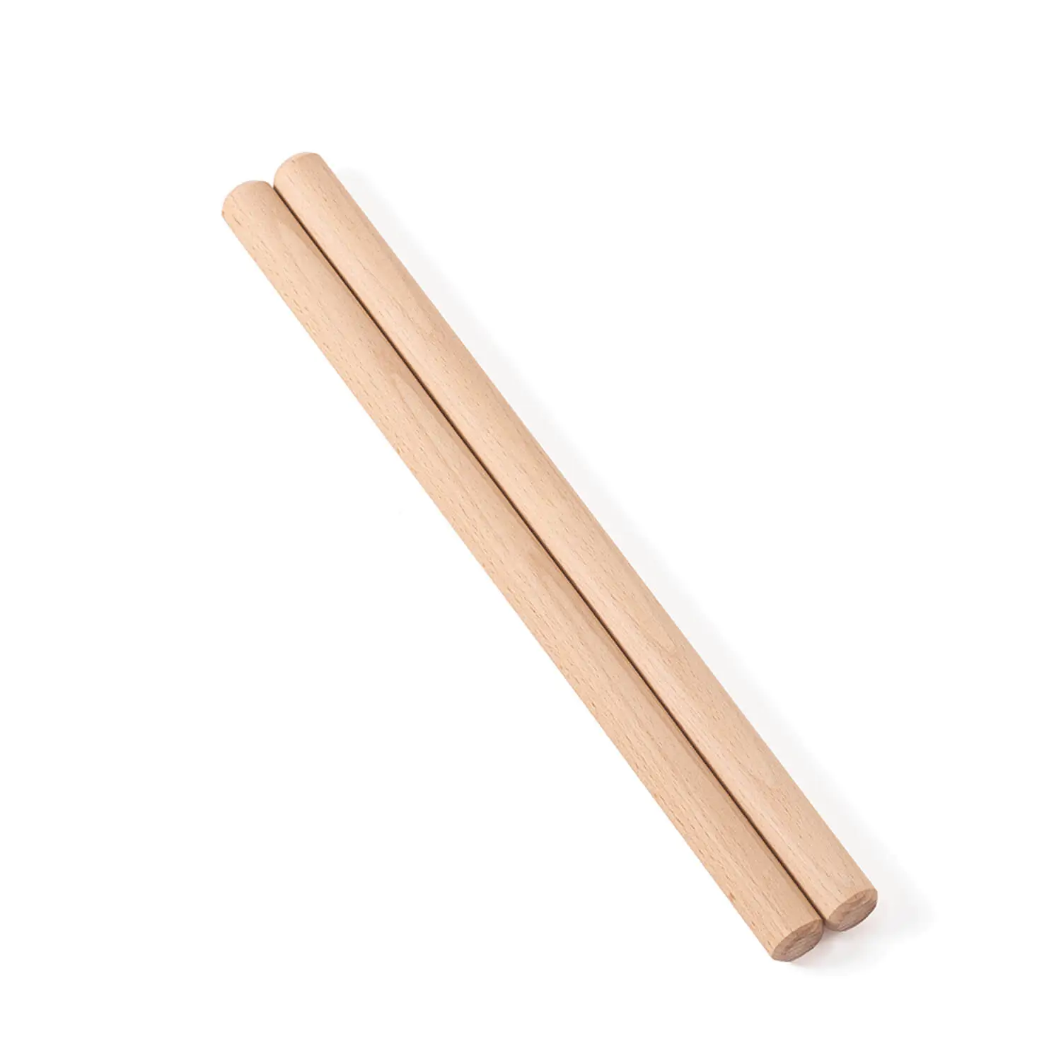 JINLEI buna bachi for wadaiko, pair of natural beech wood drumsticks with smooth rounded tips, full view