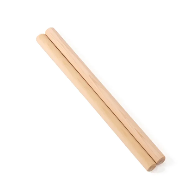 JINLEI hinoki bachi for o-daiko, pair of natural hinoki cypress drumsticks with smooth rounded tips, full view