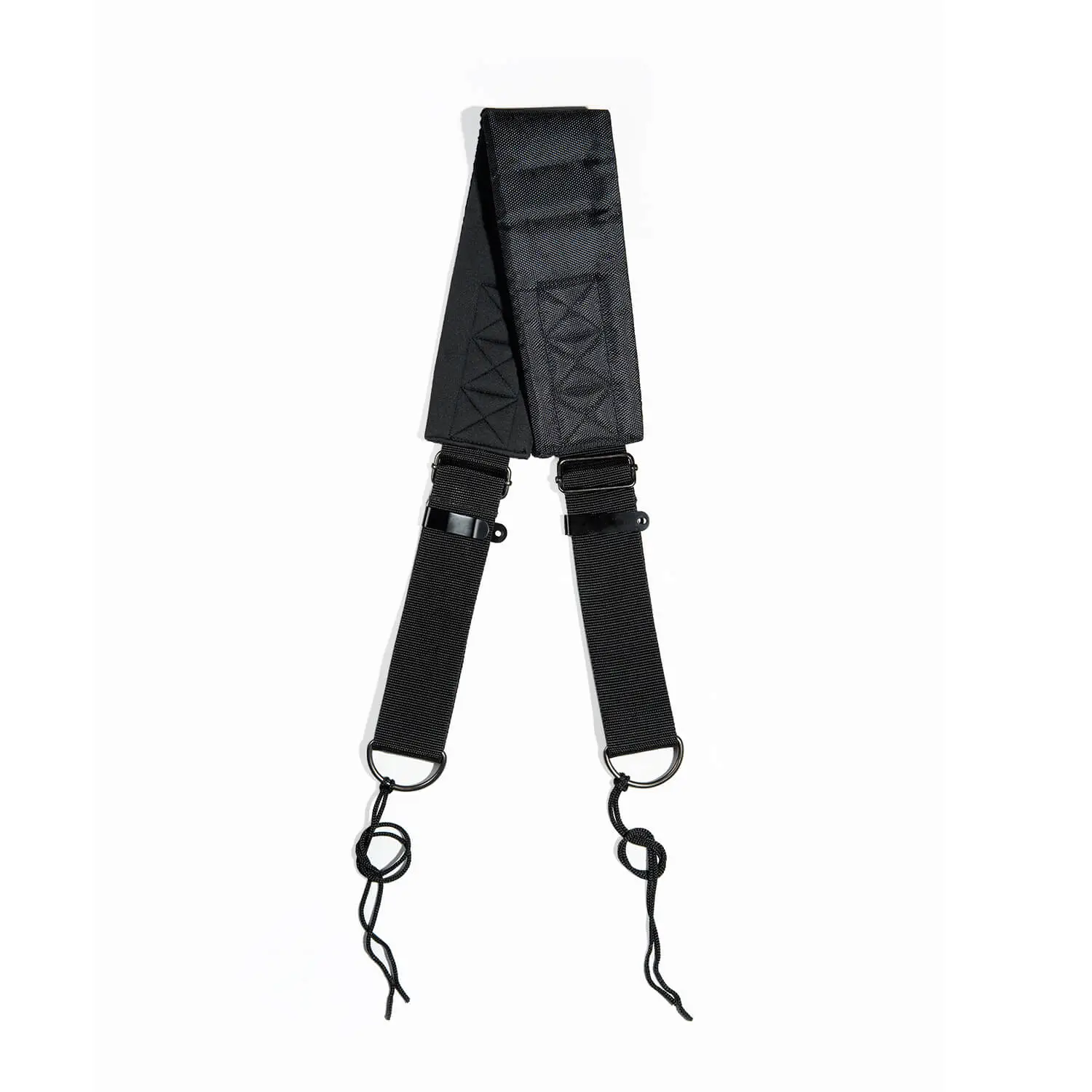 JINLEI katsugi strap, black padded shoulder strap with adjustable buckles and D-ring cord attachments, full view