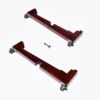 JINLEI okedou daiko x stand disassembled, showing two cherry lacquered crossbars with caster wheels and connecting bolt