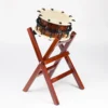 JINLEI shime daiko x stand with shime daiko drum mounted on top, showing the stand in use at playing height