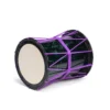 JINLEI 炎 Katsugi Aurora Green, full drum side view showing dark green speckle shell with purple rope pattern and natural skin heads